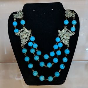 Handcrafted Turquoise and Gold necklace